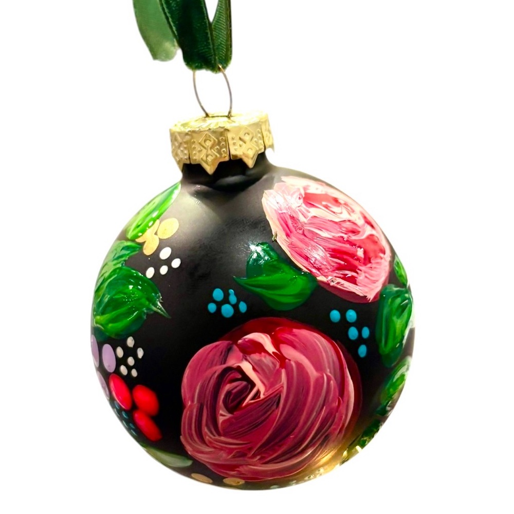 ❌ SOLD! Hand-Painted Floral Holiday Ornament//PARIS theme